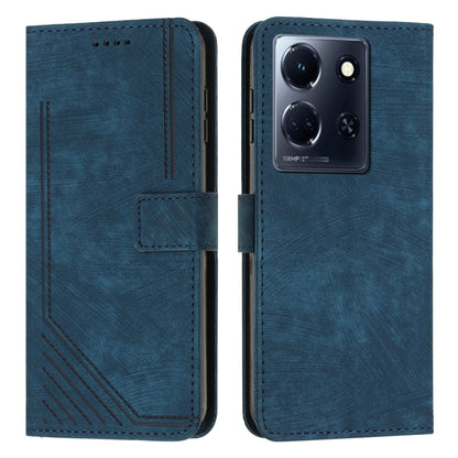For Infinix Note 30/Note 30 5G Skin Feel Stripe Pattern Leather Phone Case with Lanyard(Blue) - Infinix Cases by buy2fix | Online Shopping UK | buy2fix