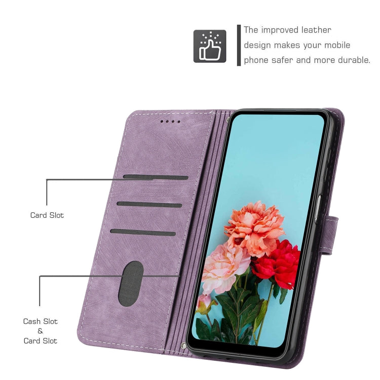 For Infinix Note 30/Note 30 5G Skin Feel Stripe Pattern Leather Phone Case with Lanyard(Purple) - Infinix Cases by buy2fix | Online Shopping UK | buy2fix