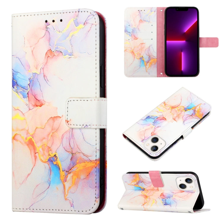 For iPhone 15 PT003 Marble Pattern Flip Leather Phone Case(Galaxy Marble White LS004) - iPhone 15 Cases by buy2fix | Online Shopping UK | buy2fix