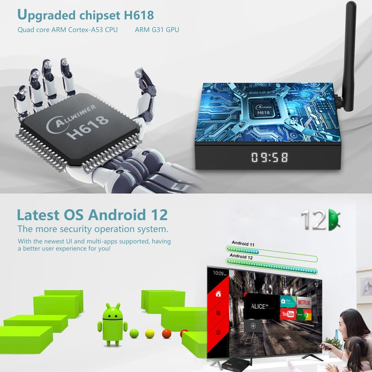 H618-TX68 Android 12.0 Allwinner H618 Quad Core Smart TV Box, Memory:2GB+16GB(AU Plug) - Allwinner H6 by buy2fix | Online Shopping UK | buy2fix
