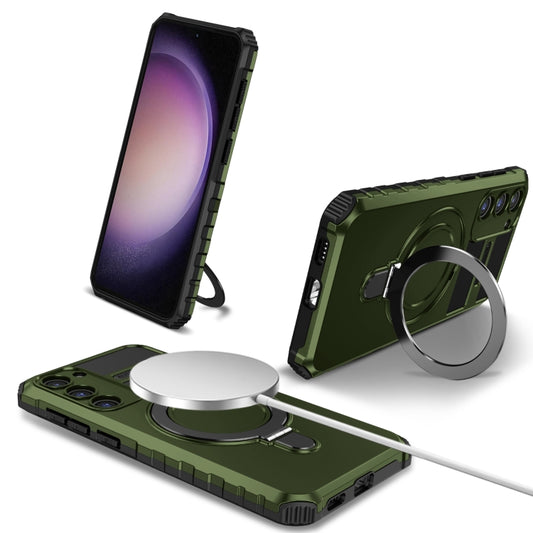 For Samsung Galaxy S23+ 5G MagSafe Magnetic Holder Phone Case(Green) - Galaxy S23+ 5G Cases by buy2fix | Online Shopping UK | buy2fix