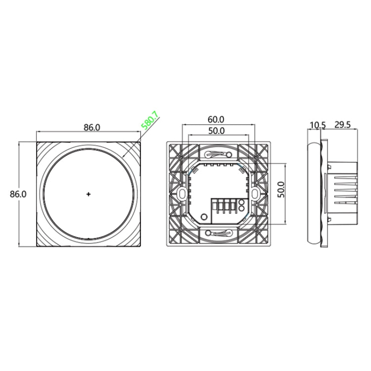 BHT-6001GCL 95-240V AC 5A Smart Round Thermostat Boiler Heating LED Thermostat Without WiFi(Black) - Thermostat & Thermometer by buy2fix | Online Shopping UK | buy2fix