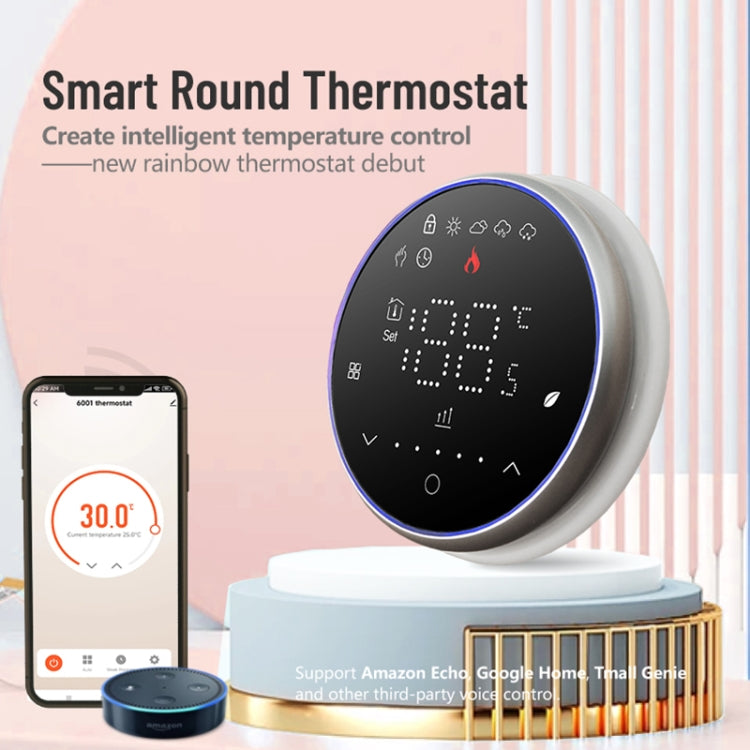 BHT-6001GCL 95-240V AC 5A Smart Round Thermostat Boiler Heating LED Thermostat Without WiFi(Black) - Thermostat & Thermometer by buy2fix | Online Shopping UK | buy2fix