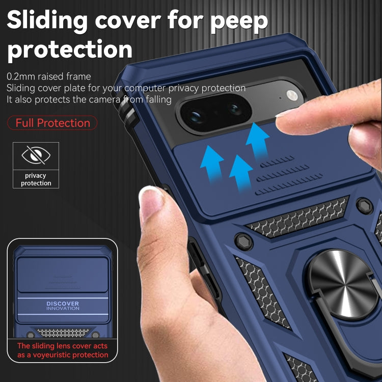 For Google Pixel 7a Sliding Camshield Holder Phone Case(Blue) - Google Cases by buy2fix | Online Shopping UK | buy2fix