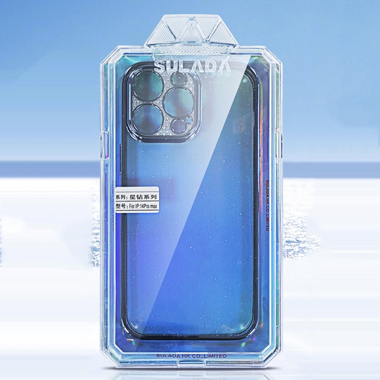 For iPhone 12 Pro Max SULADA Electroplated Transparent Glittery TPU Phone Case(Blue) - iPhone 12 Pro Max Cases by SULADA | Online Shopping UK | buy2fix