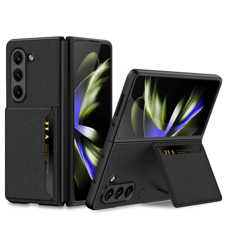 For Samsung Galaxy Z Fold5 GKK Ultra-thin Leather Phone Case with Card Slots(Cross Texture) - Galaxy Z Fold5 Cases by GKK | Online Shopping UK | buy2fix