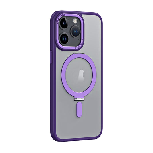 For iPhone 15 Pro Max Skin Feel MagSafe Shockproof Phone Case with Holder(Purple) - iPhone 15 Pro Max Cases by buy2fix | Online Shopping UK | buy2fix