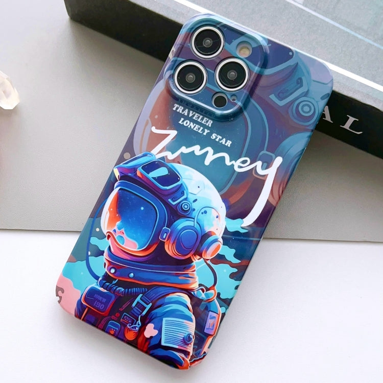 For iPhone 12 Pro Max Painted Pattern Precise Hole PC Phone Case(Blue Paint Astronaut) - iPhone 12 Pro Max Cases by buy2fix | Online Shopping UK | buy2fix