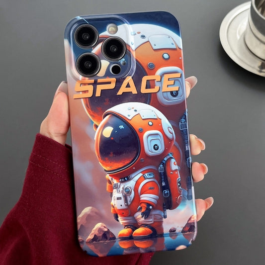 For iPhone 12 Pro Max Painted Pattern Precise Hole PC Phone Case(Orange Astronaut) - iPhone 12 Pro Max Cases by buy2fix | Online Shopping UK | buy2fix