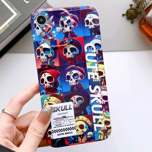 For iPhone XR Painted Pattern Precise Hole PC Phone Case(Cute Skull) - More iPhone Cases by buy2fix | Online Shopping UK | buy2fix