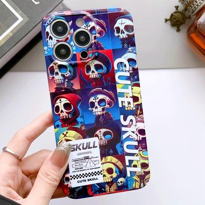 For iPhone 15 Pro Max Painted Pattern Precise Hole PC Phone Case(Cute Skull) - iPhone 15 Pro Max Cases by buy2fix | Online Shopping UK | buy2fix