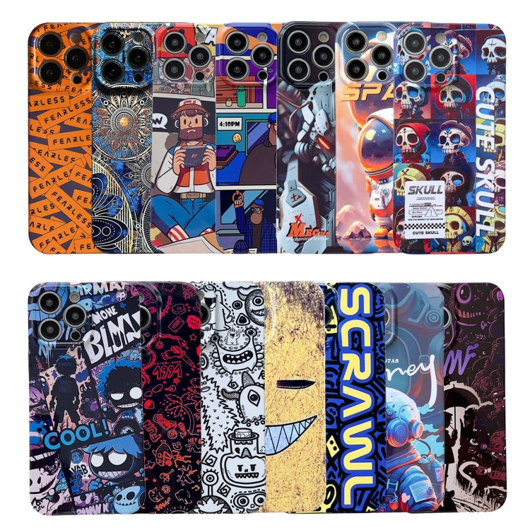 For iPhone 14 Pro Painted Pattern Precise Hole PC Phone Case(Red Blue Graffiti) - iPhone 14 Pro Cases by buy2fix | Online Shopping UK | buy2fix