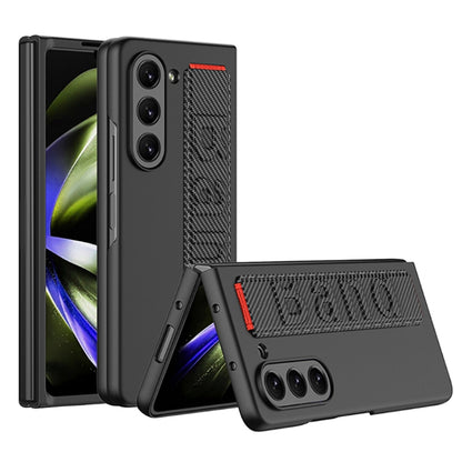 For Samsung Galaxy Z Fold5 5G GKK Ultra-thin Wristband Shockproof Phone Case with Holder(Carbon Fiber) - Galaxy Z Fold5 Cases by GKK | Online Shopping UK | buy2fix