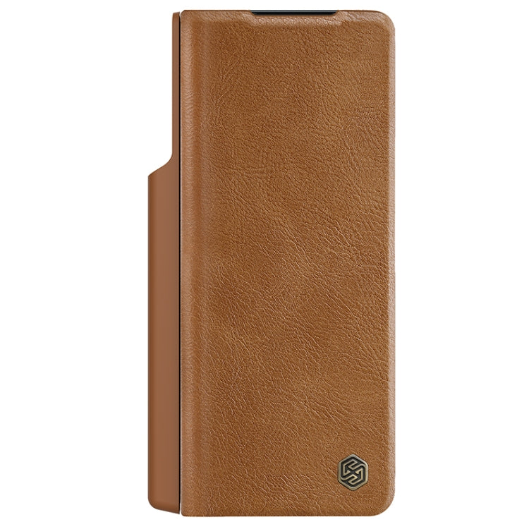 For Samsung Galaxy Z Fold5 NILLKIN QIN Series Pro Sliding Camera Cover Design Leather Phone Case(Brown) - Galaxy Z Fold5 Cases by NILLKIN | Online Shopping UK | buy2fix