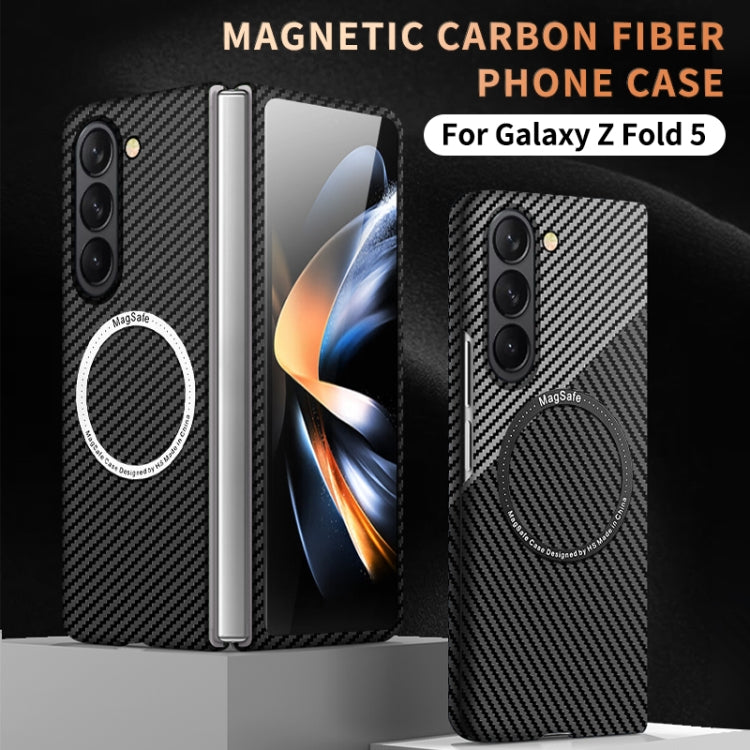 For Samsung Galaxy Z Fold5 Carbon Fiber Texture MagSafe Magnetic Phone Case(Blue Purple) - Galaxy Z Fold5 Cases by buy2fix | Online Shopping UK | buy2fix