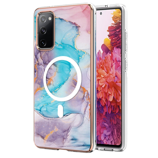 For Samsung Galaxy S20 FE 5G&4G / S20 Lite / S20 Fan Edition Marble Pattern Dual-side IMD Magsafe TPU Phone Case(Blue Marble) - Galaxy S20 FE Cases by buy2fix | Online Shopping UK | buy2fix