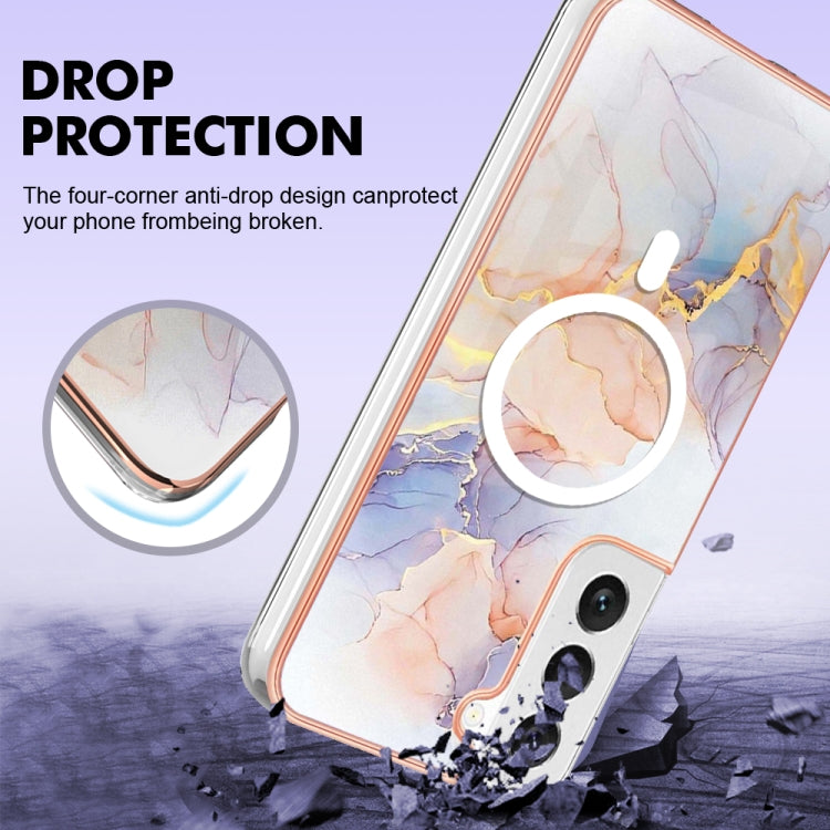 For Samsung Galaxy S22+ 5G Marble Pattern Dual-side IMD Magsafe TPU Phone Case(White Marble) - Galaxy S22+ 5G Cases by buy2fix | Online Shopping UK | buy2fix