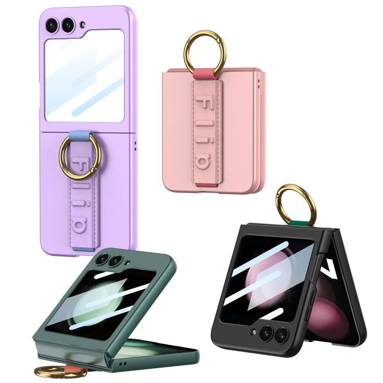 For Samsung Galaxy Z Flip5 GKK Integrated Ultrathin Shockproof Phone Case with Ring Wrist Strap(Purple) - Galaxy Z Flip5 Cases by GKK | Online Shopping UK | buy2fix