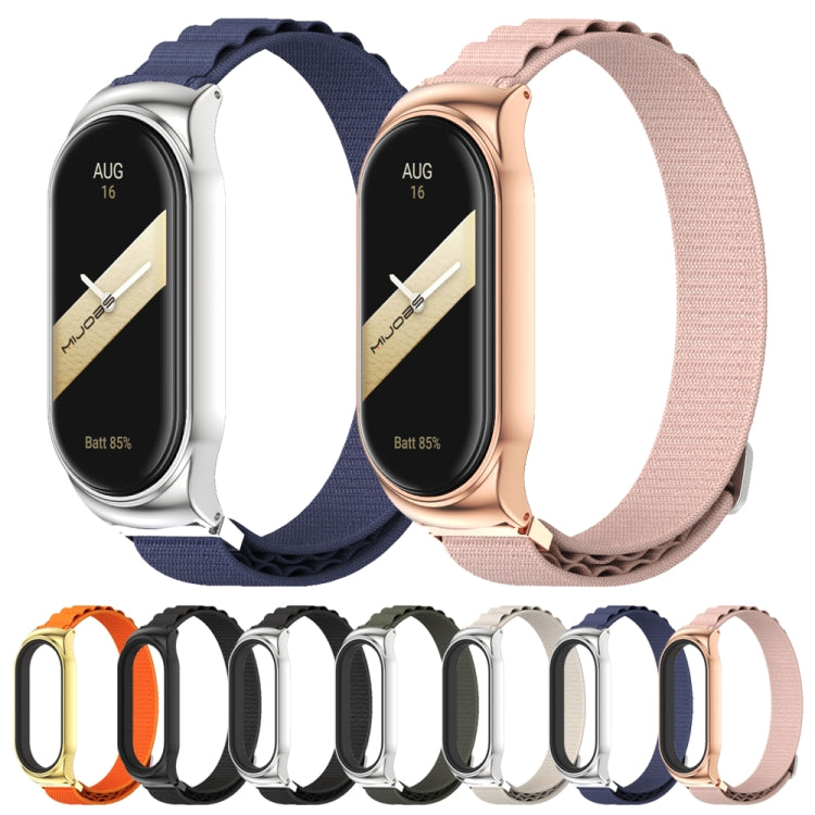 For Xiaomi Mi Band 8 Mijobs CS Case Nylon Breathable Watch Band(Grey Silver) - Watch Bands by MIJOBS | Online Shopping UK | buy2fix