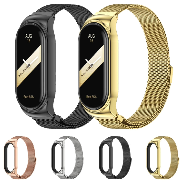 For Xiaomi Mi Band 8 Mijobs CS Case Milan Magnetic Stainless Steel Watch Band(Gold) - Watch Bands by MIJOBS | Online Shopping UK | buy2fix