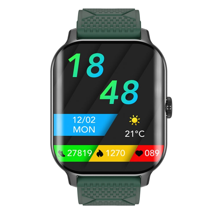 F12 2.02 inch Curved Screen Smart Watch Supports Voice Call/Blood Sugar Detection(Black + Green) - Smart Watches by buy2fix | Online Shopping UK | buy2fix