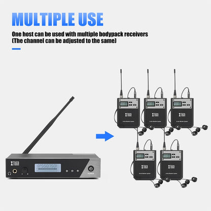 XTUGA  IEM1100 Professional Wireless In Ear Monitor System 5 BodyPacks(US Plug) - Microphone by XTUGA | Online Shopping UK | buy2fix