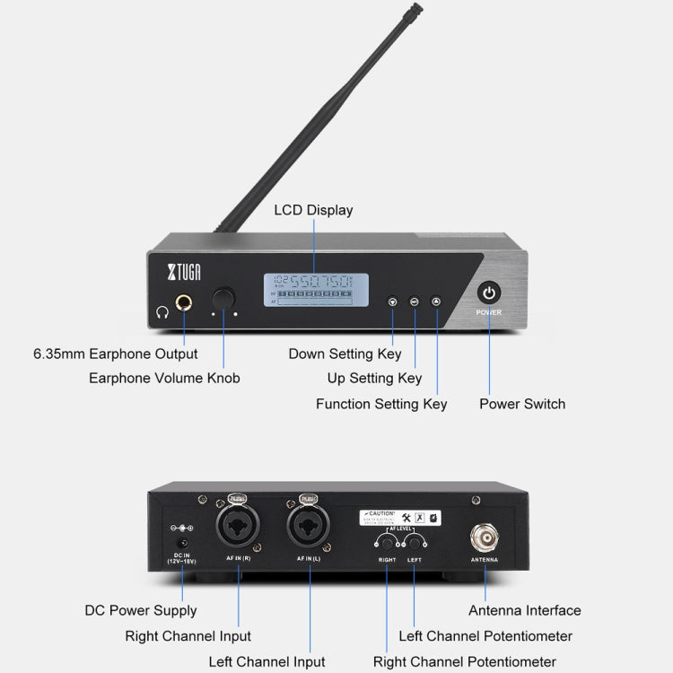 XTUGA  IEM1100 Professional Wireless In Ear Monitor System 1 BodyPacks(UK Plug) - Microphone by XTUGA | Online Shopping UK | buy2fix