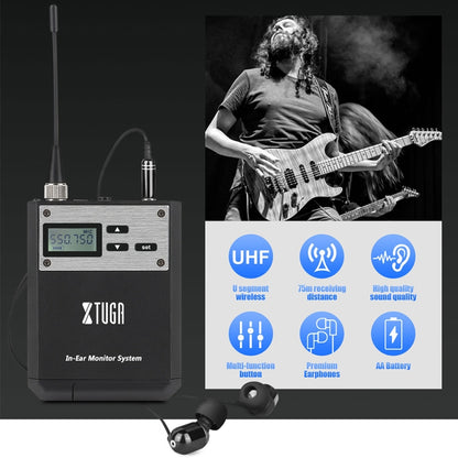 XTUGA  IEM1100 Professional Wireless In Ear Monitor System 2 BodyPacks(UK Plug) - Microphone by XTUGA | Online Shopping UK | buy2fix