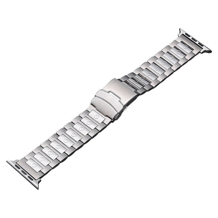 For Apple Watch Series 2 38mm Safety Buckle Titanium Steel Watch Band(Silver) - Watch Bands by buy2fix | Online Shopping UK | buy2fix