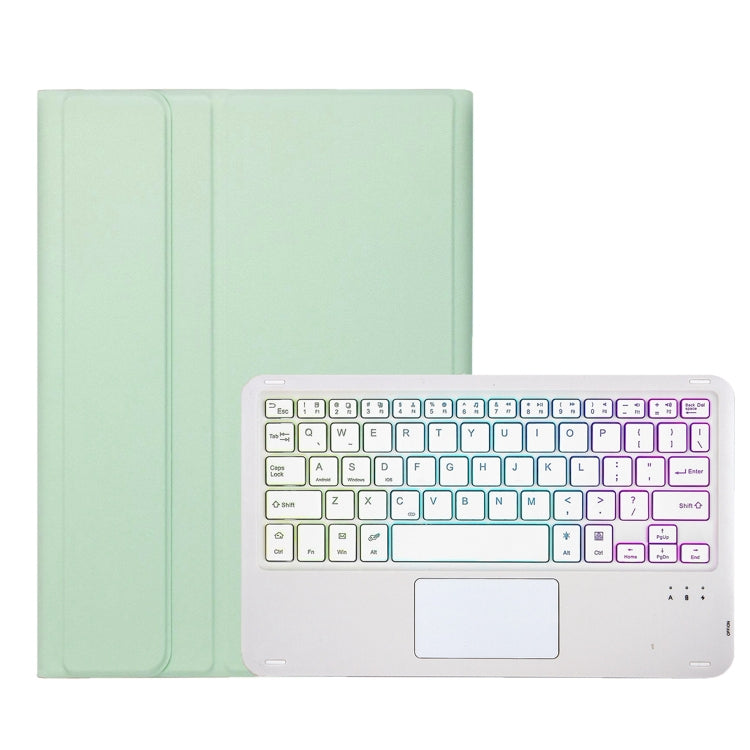 For Samsung Galaxy Tab S9 Candy Color Touch Backlight Bluetooth Keyboard Leather Tablet Case with Pen Holder(Light Green) - Samsung Keyboard by buy2fix | Online Shopping UK | buy2fix