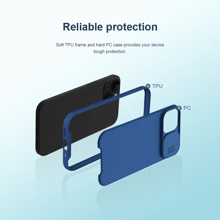 For iPhone 15 NILLKIN CamShield Pro PC Phone Case(Blue) - iPhone 15 Cases by NILLKIN | Online Shopping UK | buy2fix