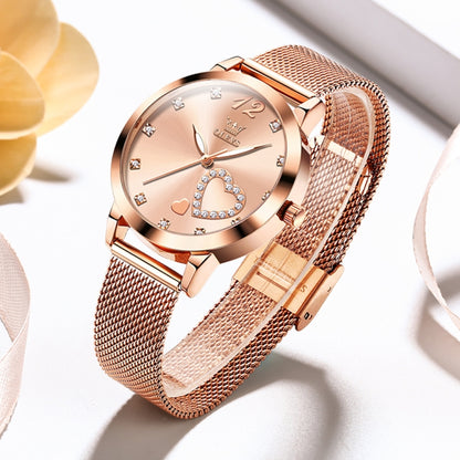 OLEVS 5189 Women Heart Shape Waterproof Quartz Watch(Rose Gold) - Metal Strap Watches by OLEVS | Online Shopping UK | buy2fix
