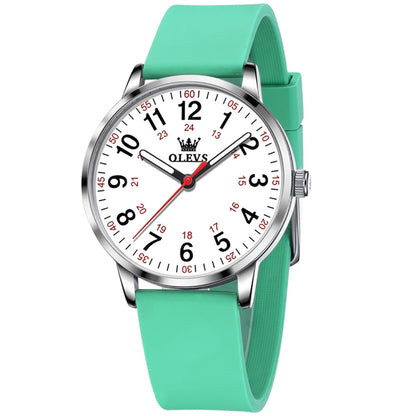 OLEVS 9953 Women Simple Silicone Strap Waterproof Quartz Watch(Green) - Silicone Strap Watches by OLEVS | Online Shopping UK | buy2fix