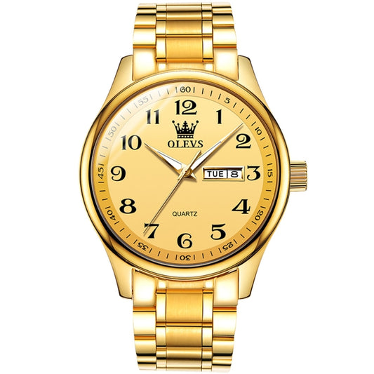 OLEVS 5567 Men Steel Strap Waterproof Quartz Watch(Gold) - Metal Strap Watches by OLEVS | Online Shopping UK | buy2fix