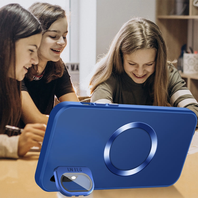 For iPhone XR Skin Feel Magnifier MagSafe Lens Holder Phone Case(Royal Blue) - More iPhone Cases by buy2fix | Online Shopping UK | buy2fix