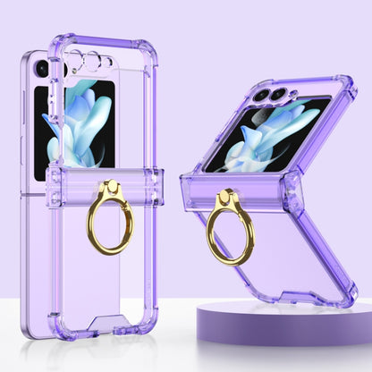 For Samsung Galaxy Z Flip5 Gkk Airbag Hinge Silicone Phone Case with Ring Holder(Transparent Purple) - Galaxy Z Flip5 Cases by GKK | Online Shopping UK | buy2fix
