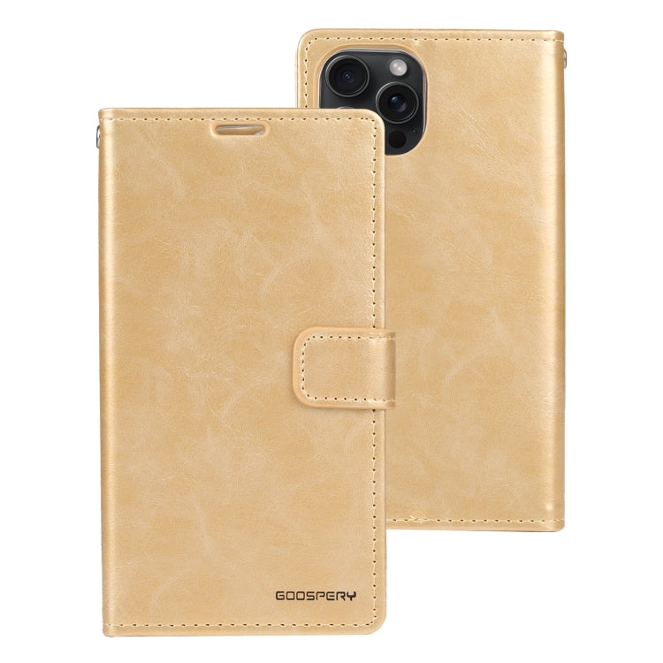 For iPhone 15 Pro Max GOOSPERY BLUE MOON Crazy Horse Texture Leather Phone Case(Gold) - iPhone 15 Pro Max Cases by GOOSPERY | Online Shopping UK | buy2fix
