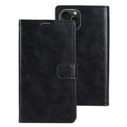 For iPhone 15 Pro Max GOOSPERY BLUE MOON Crazy Horse Texture Leather Phone Case(Black) - iPhone 15 Pro Max Cases by GOOSPERY | Online Shopping UK | buy2fix
