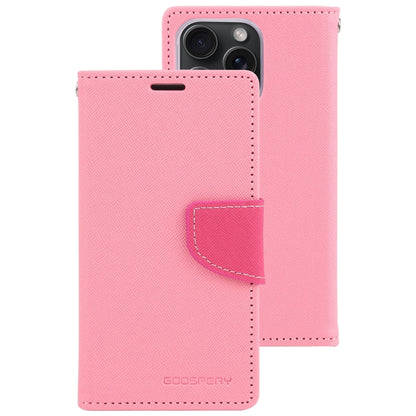 For iPhone 15 Pro Max GOOSPERY FANCY DIARY Cross Texture Leather Phone Case(Pink) - iPhone 15 Pro Max Cases by GOOSPERY | Online Shopping UK | buy2fix