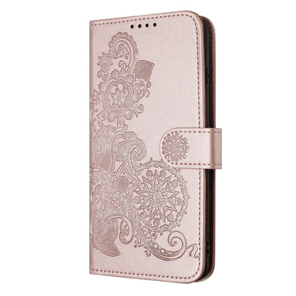 For iPhone 15 Pro Max Datura Flower Embossed Flip Leather Phone Case(Rose Gold) - iPhone 15 Pro Max Cases by buy2fix | Online Shopping UK | buy2fix