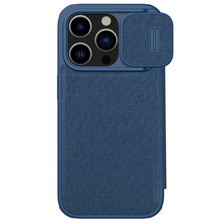 For iPhone 15 Pro Max NILLKIN QIN Series Pro Fabric Textured Leather Phone Case(Blue) - iPhone 15 Pro Max Cases by NILLKIN | Online Shopping UK | buy2fix