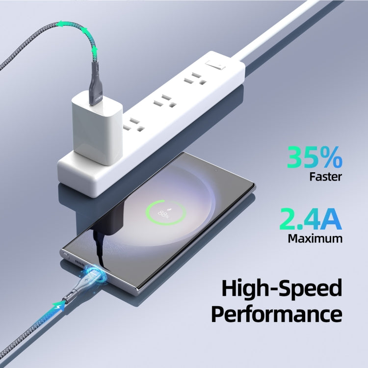 DUZZONA A8 2.4A USB to USB-C/Type-C Charging Data Cable, Length:2m - USB-C & Type-C Cable by DUZZONA | Online Shopping UK | buy2fix