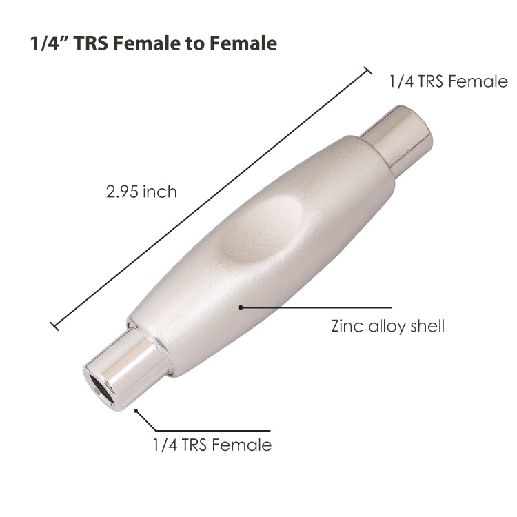 TC302 6.35mm Female to Female Guitar TRS Stereo Audio Cable Adapter(Silver) - Microphone Audio Cable & Connector by buy2fix | Online Shopping UK | buy2fix