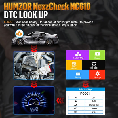 HUMZOR NexzCheck NC610 Car / Truck Code Reader OBD2 Diagnostic Scan Tool(Black) - Code Readers & Scan Tools by buy2fix | Online Shopping UK | buy2fix