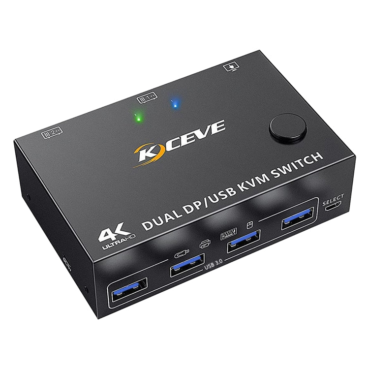 KC-KVM202DP 4K 60Hz USB3.0 DP Dual Monitors KVM Switch - Switch by buy2fix | Online Shopping UK | buy2fix