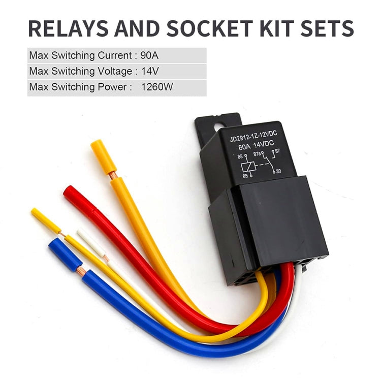 JD2912 80A 12V 5 Pin Car Relay with Wire SPDT Socket Plug - DIY Cables by buy2fix | Online Shopping UK | buy2fix