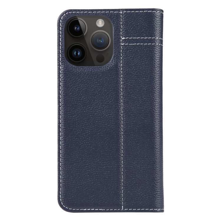 For iPhone 15 Pro Max GEBEI Top-grain Horizontal Flip Leather Phone Case(Blue) - iPhone 15 Pro Max Cases by GEBEI | Online Shopping UK | buy2fix