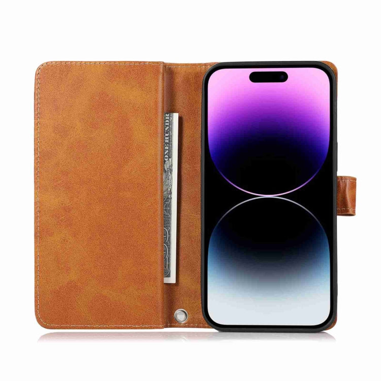 For iPhone 15 Pro Max Wristband Card Slot Leather Phone Case(Brown) - iPhone 15 Pro Max Cases by buy2fix | Online Shopping UK | buy2fix