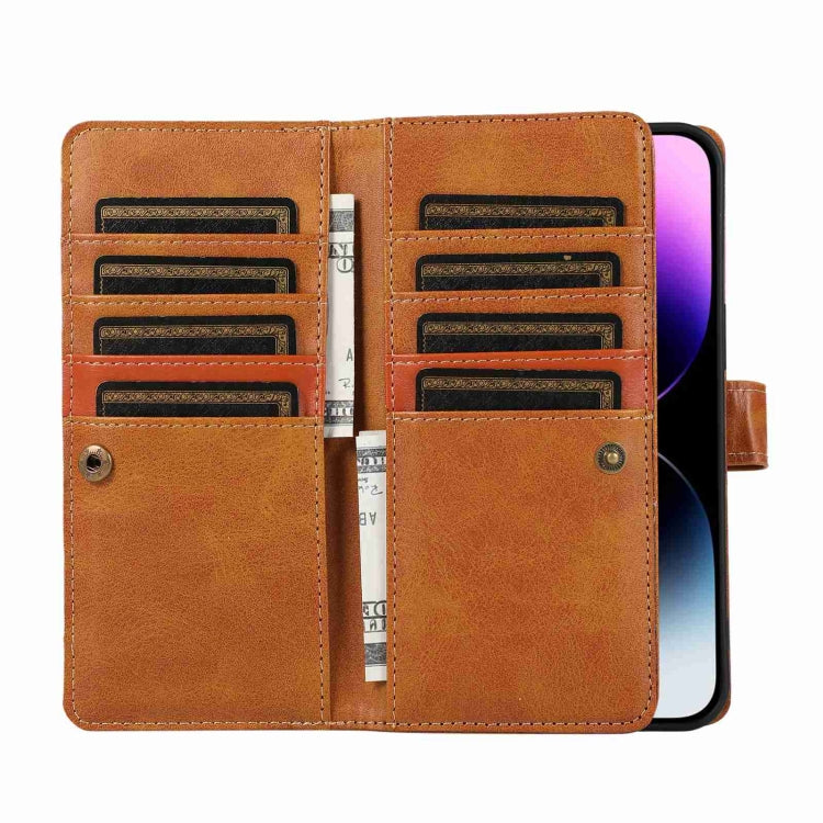 For iPhone 15 Pro Max Wristband Card Slot Leather Phone Case(Brown) - iPhone 15 Pro Max Cases by buy2fix | Online Shopping UK | buy2fix