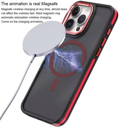 For iPhone 12 Pro Max Two-color Frosted MagSafe Magnetic Phone Case(Blue) - iPhone 12 Pro Max Cases by buy2fix | Online Shopping UK | buy2fix